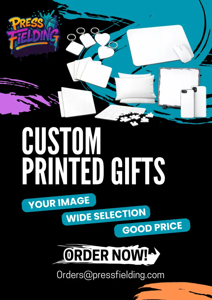Press Fielding Black White & Blue Minimalist Custom Printed Novelty Gifts Poster